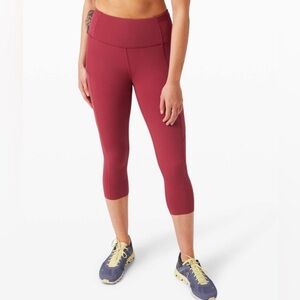 Lululemon Fast and Free Crop II Leggings Nulux 19’’ in Chianti Size 6